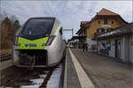 RABe 528 209 in Schwarzenburg. Januar 2026.