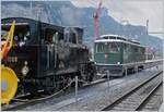 Brünigbahn Berglok unter sich: im Vordergrund (und leider angeschnitten) die SBB HG 3/3 1068 und im Hintergrund der  Muni, die HGe 4/4 1992.