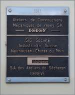  Fabrikschild  des BAM Be 4/4 N°14   Juni 2014