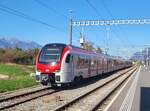 Der neue Region Alps RABe 533 703 steht mit einem SBB RABe 531 in Bex,um in der Folge Testfahrten zu unternehmen 
30. Okt. 2024