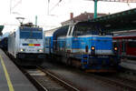 BR 714/861456/e-186-921-von-lineas-und E 186 921 von LINEAS und 714 202 von Ceske Drahy beim Rangieren im Bahnhof Decin hl.n. am 13.3.24