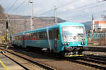 845 111 / 945 111 (ex DB 628 203 / 928 203) von Arriva CZ verlsst als ARV 1327 mit ziel Liberec den Bahnhof Decin hl.n. am 13.3.24