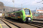 regiojet/861443/654-005-von-regiojet-als-ic 654 005 von RegioJet als IC 6466 von Usti nad Labem zapad kommend bei der Einfahrt in den Endbahnhof Decin hl.n. am 13.3.24